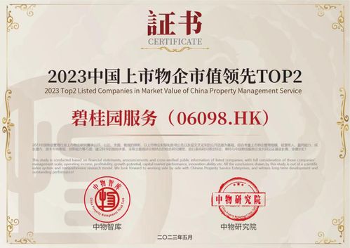 碧桂园服务荣获 2023中国物业管理行业上市物企 top 1